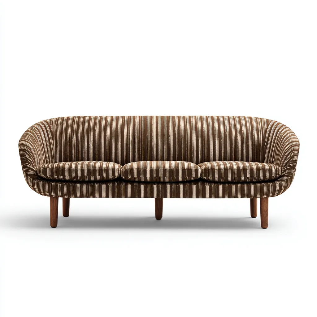 3 Sitzer Sofas-Stoff-Holz-224x96x83 cm-Braun-Retro Modern-Nestgetbase