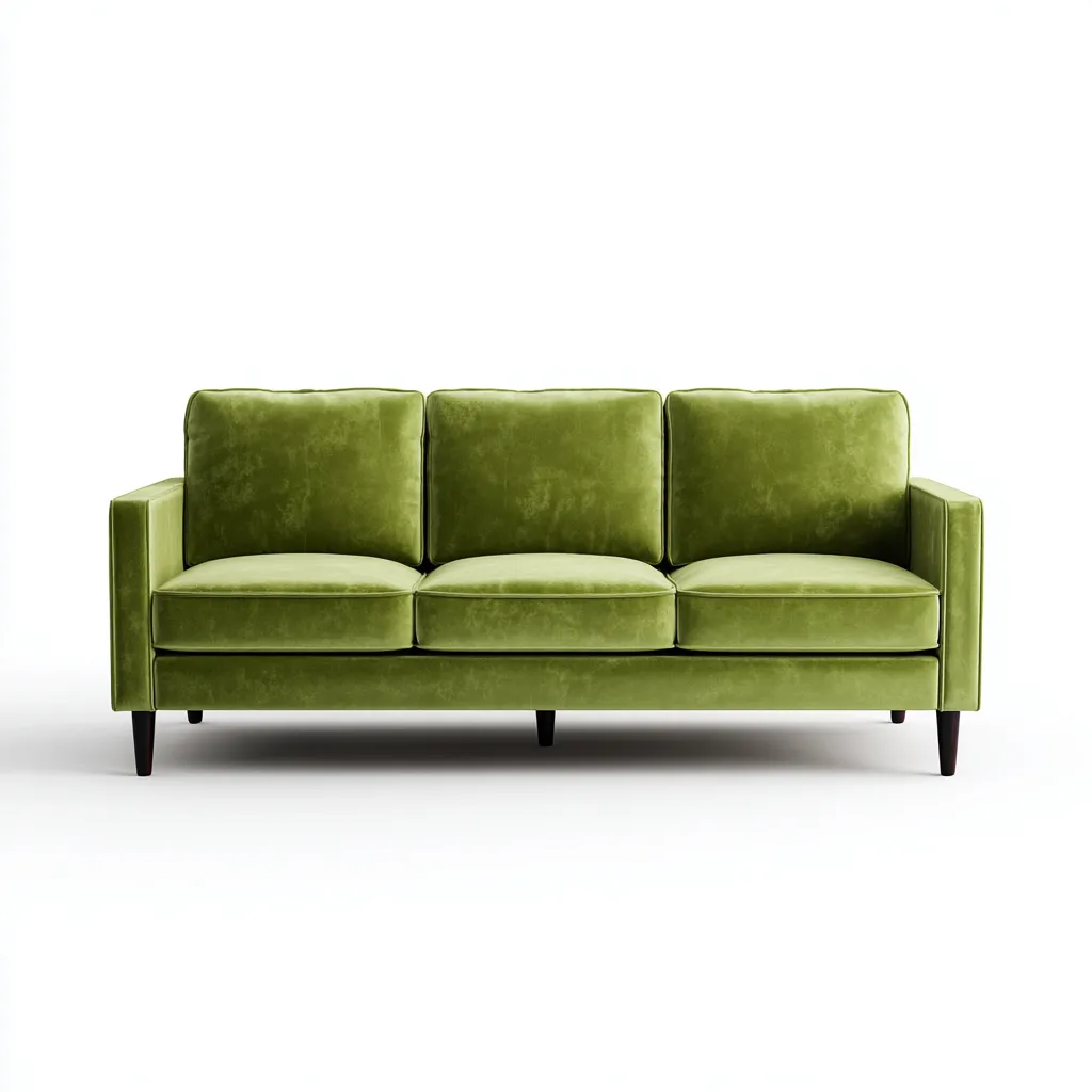 3 Sitzer Sofas-Samt-Holz-219x92x84 cm-Grün-Mid Century Modern-Nestgetbase