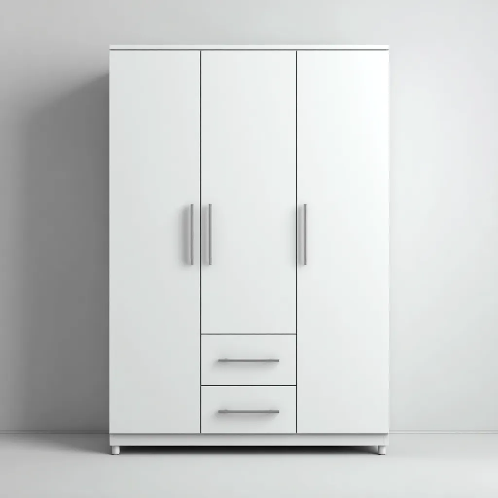 Kleiderschränke mit drei Türen - Holzwerkstoff - 130x55x190 cm - Weiß - Moderner Wohnstil-Nestgetbase