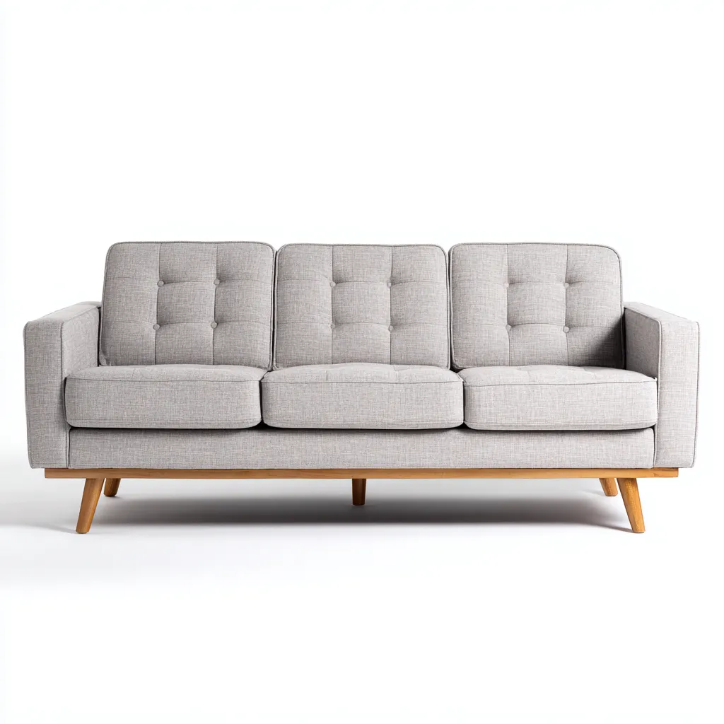 3 Sitzer Sofas-Stoff-Holz-220x93x85 cm-Grau-Mid Century Modern-Nestgetbase