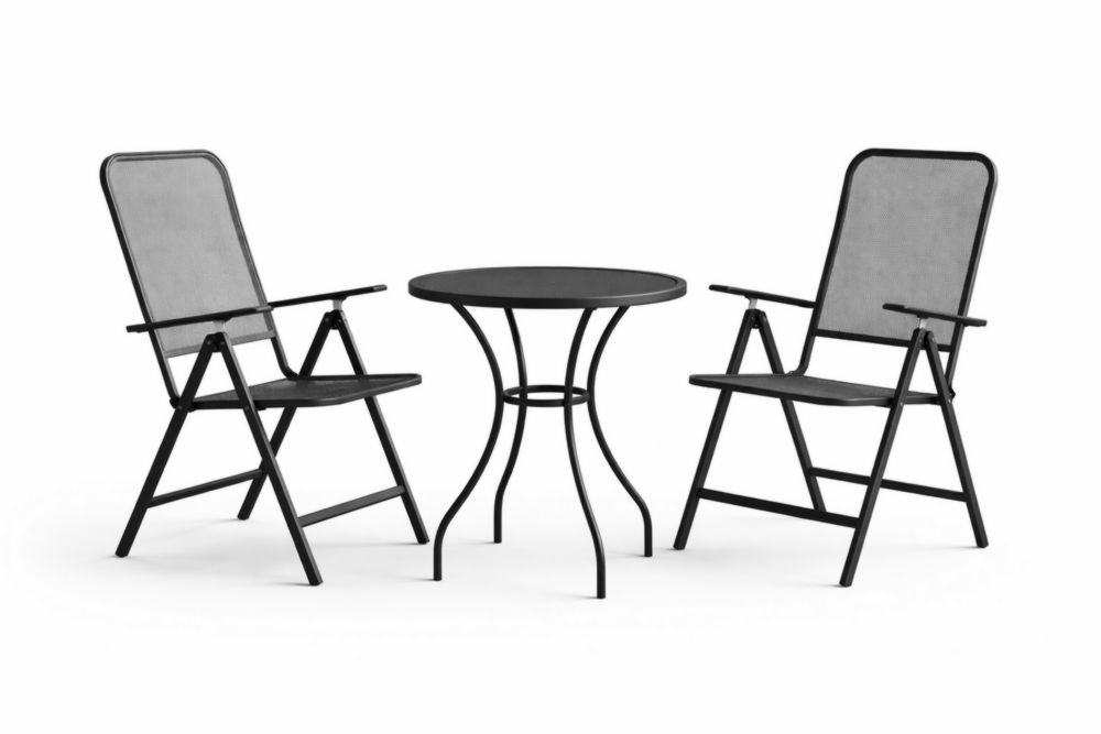 Set tavolo pieghevole e sedie in Acciaio inossidabile nero con tessuto in poliestere