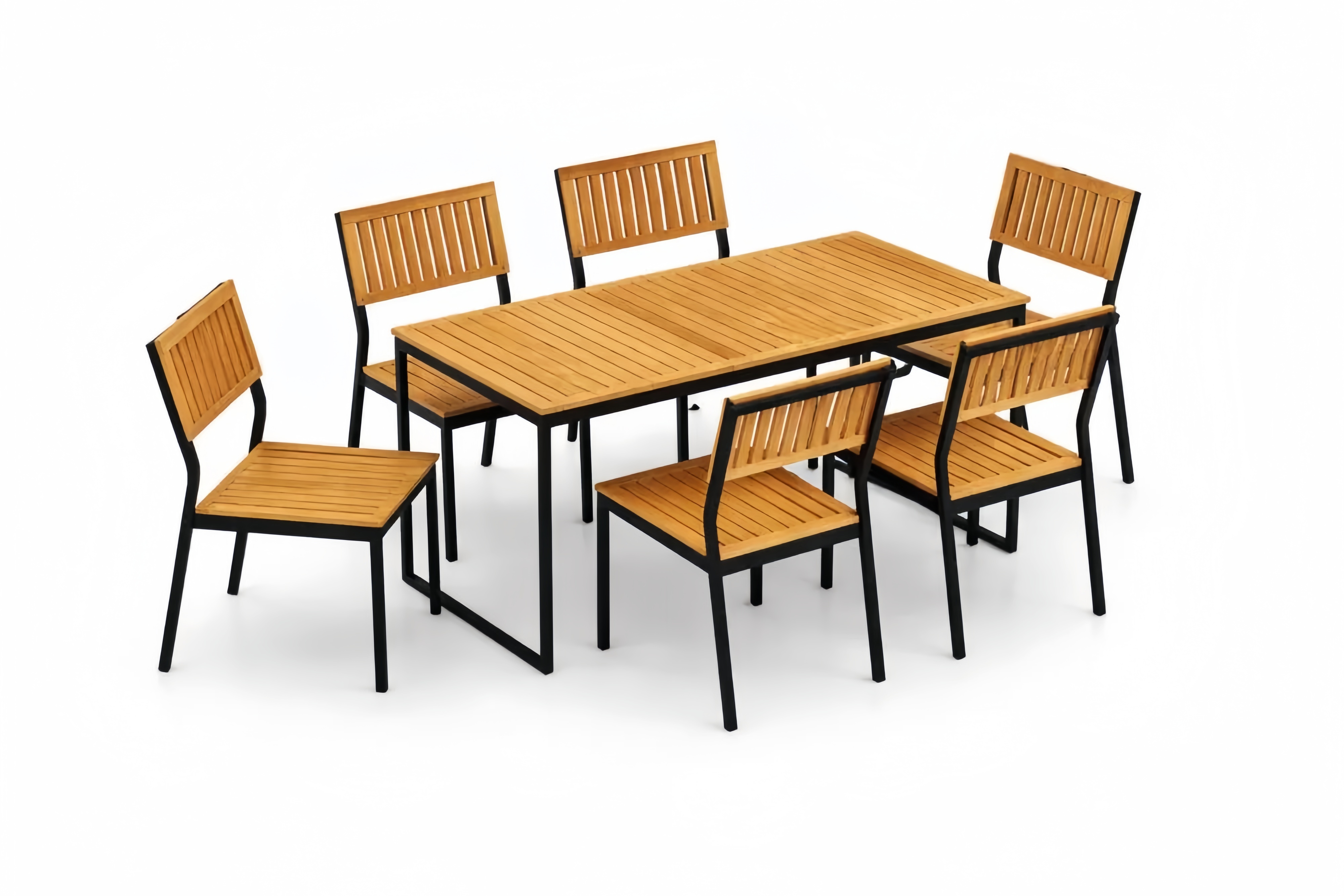 Set da Pranzo in Legno e teak per Esterni con 6 Sedie e Tavolo