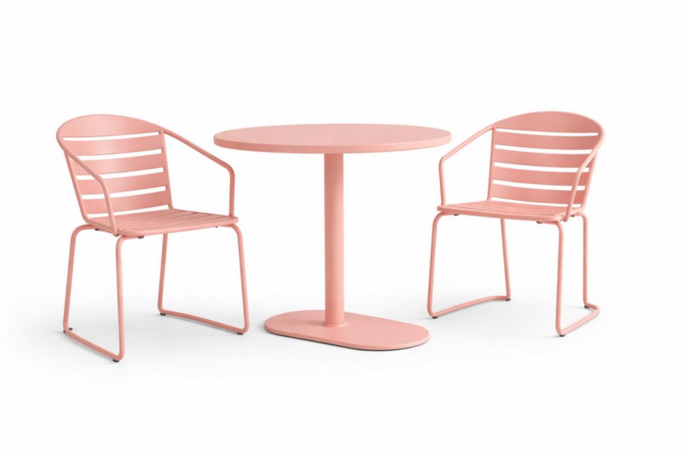 Set tavolo e sedie rotondo in Acciaio inossidabile rosa