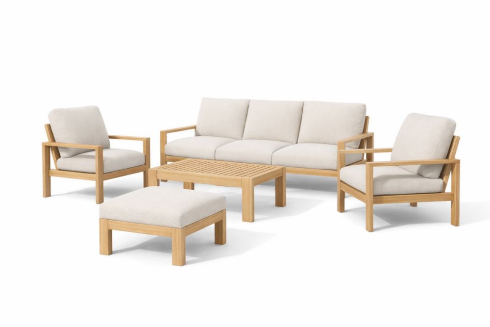 Set salotto da giardino in legno teak e poliestere Beige