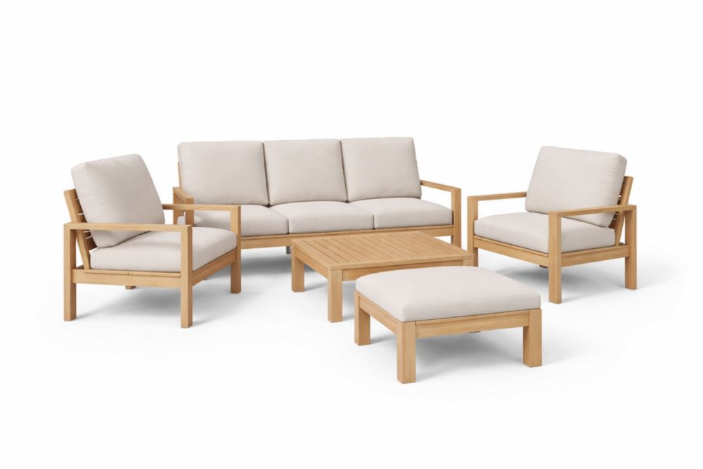 Set da salotto per esterno in  Legno  massello con cuscini beige