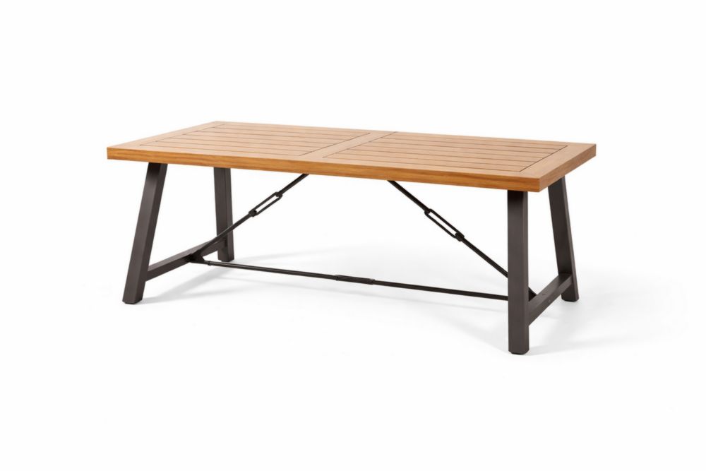 Tavolo rettangolare per esterni in legno e Acciaio inossidabile 200x100x75 cm