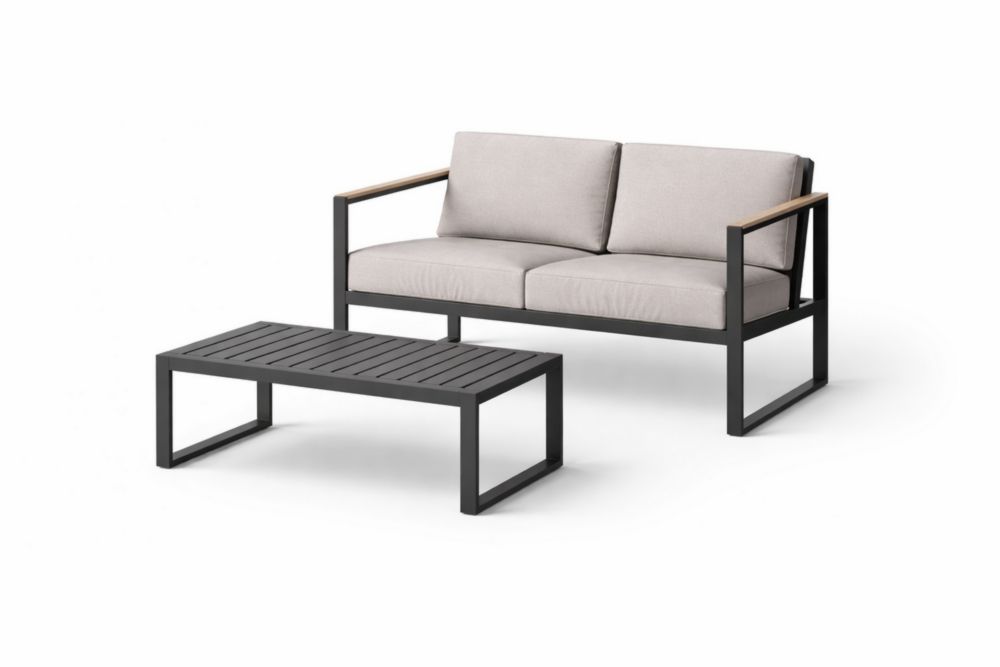 Set Divano Due Posti in Alluminio con Tavolino