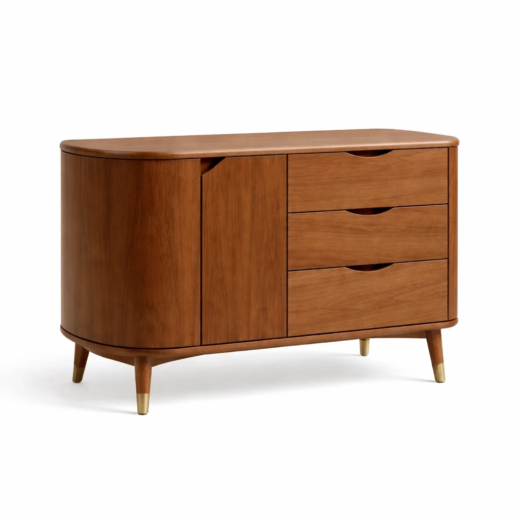 Aparador de madera oscura con cajones amplios-TimberAndNest