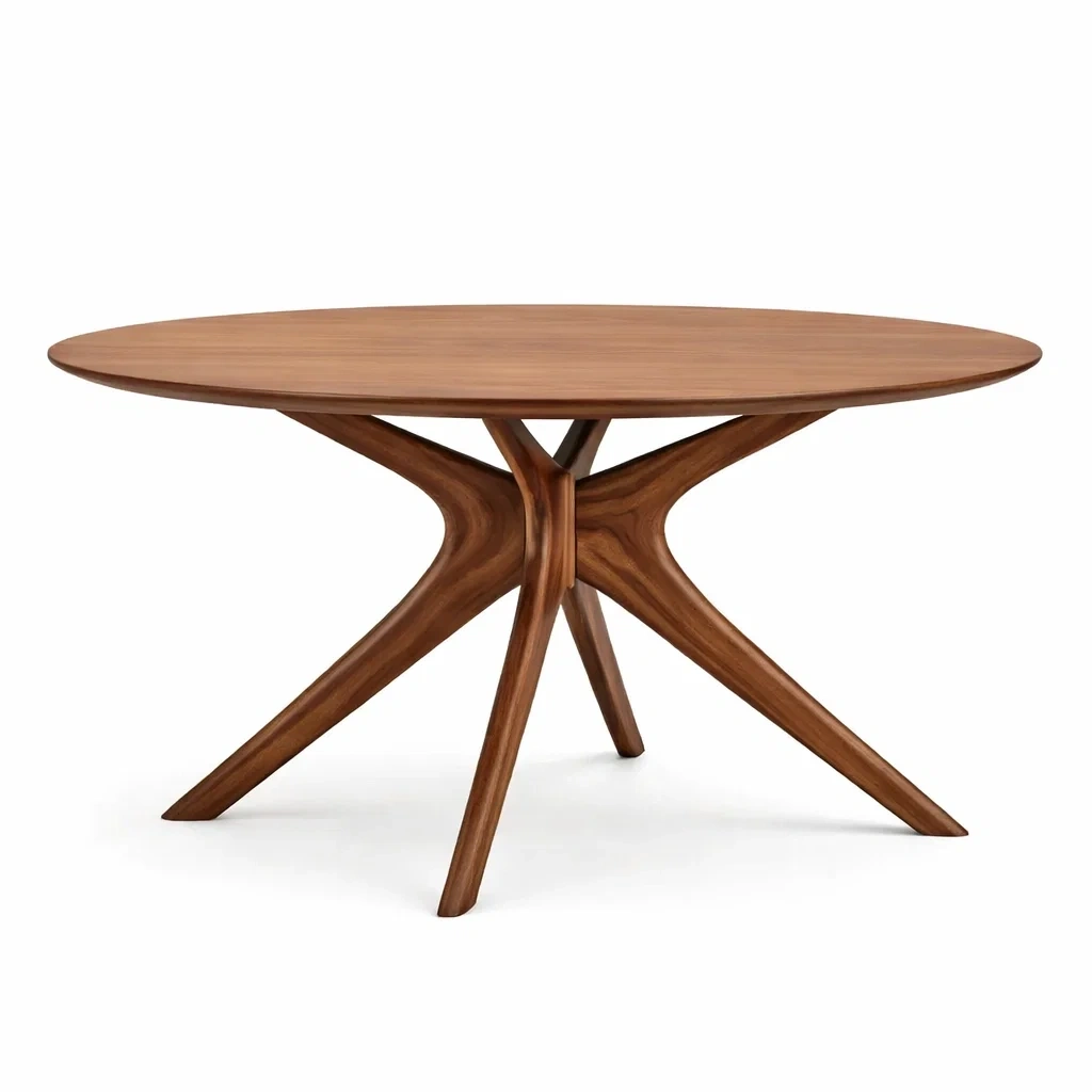 Mesa de comedor redonda moderna de madera natural-TimberAndNest