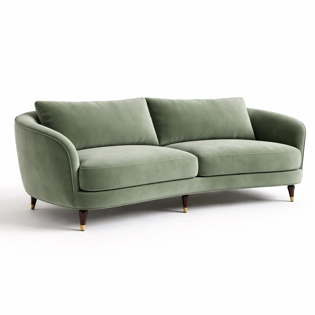 Sofa tapizado de tres plazas color verde salvia-TimberAndNest