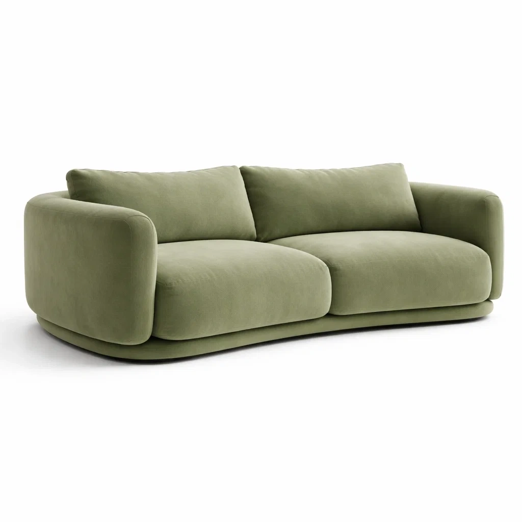 Sofa tapizado de tres plazas color verde musgo-TimberAndNest