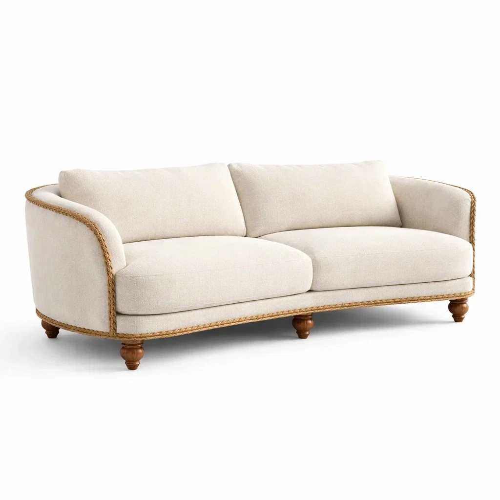 Sofa tapizado de tres plazas color beige natural-TimberAndNest