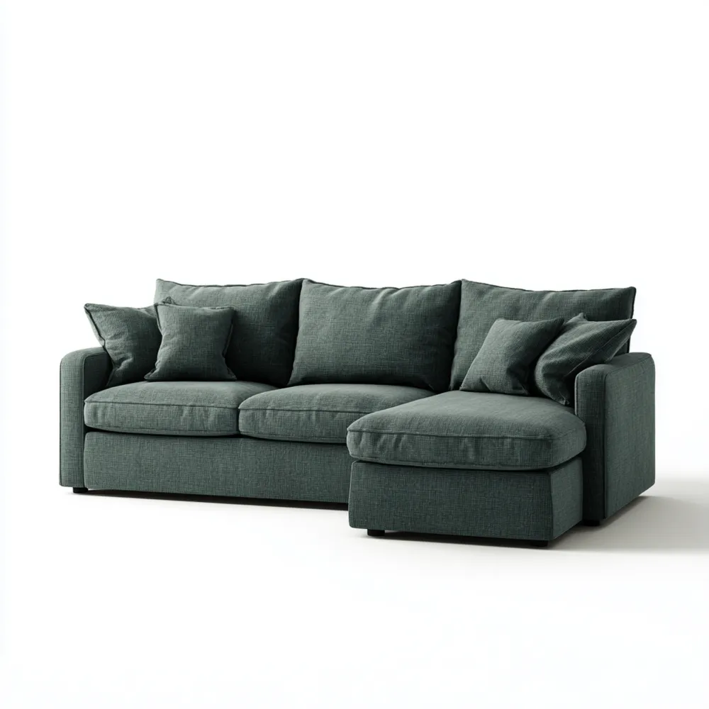 Canapé d'angle en tissu 250x160x85 cm – Vert Foncé – Design contemporain