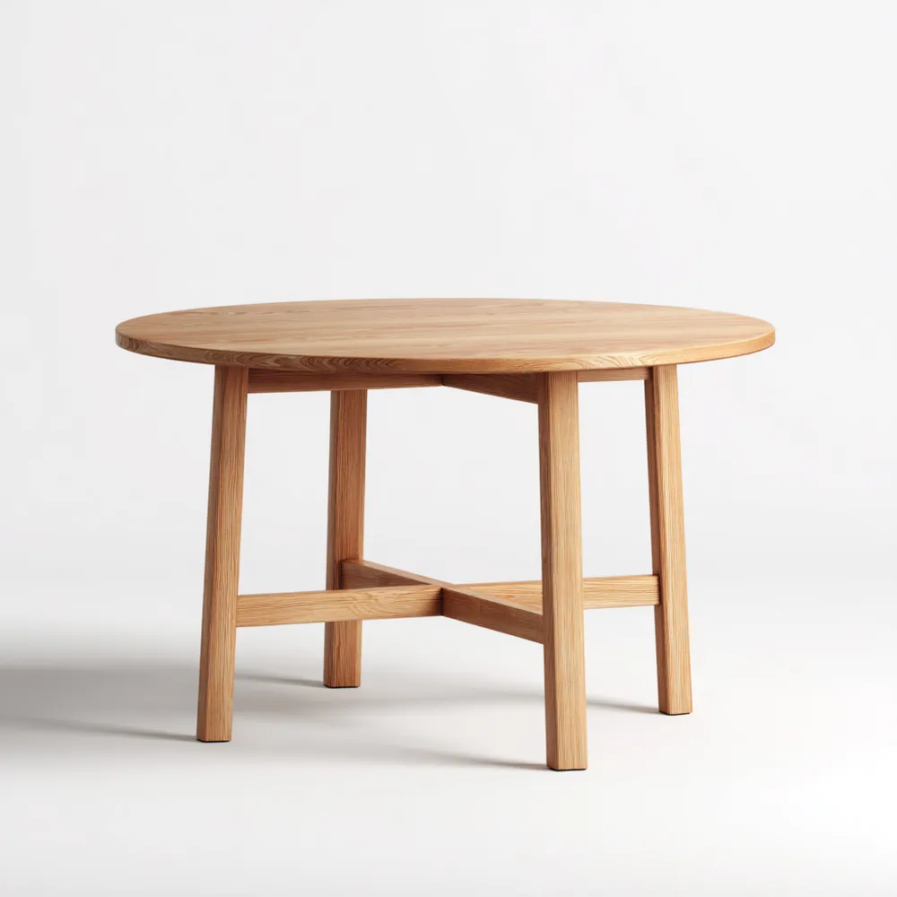 Table basse ronde en bois 100x100x45 cm – Bois Naturel