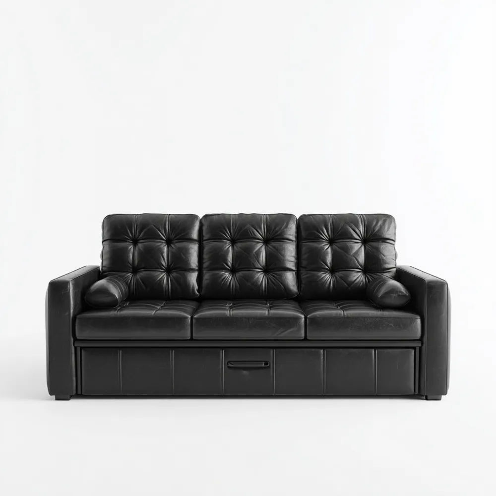 Canapé 3 places en cuir 210x85x90 cm - Noir