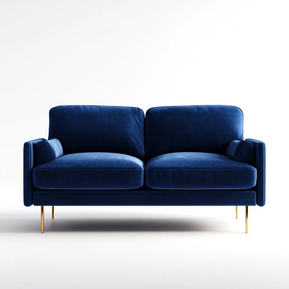 Canapé 2 places Velours 150x85x75 cm - Bleu - Design Contemporain