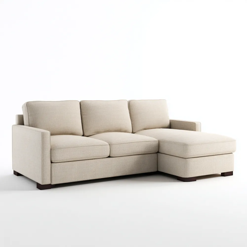 Canapé d'angle 220x90x85 cm – Tissu Beige – Design Moderne