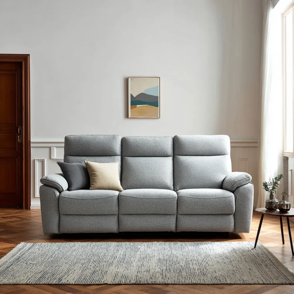 Canapé 3 places - Tissu - 210x95x100 cm - Gris Clair - Design Contemporain