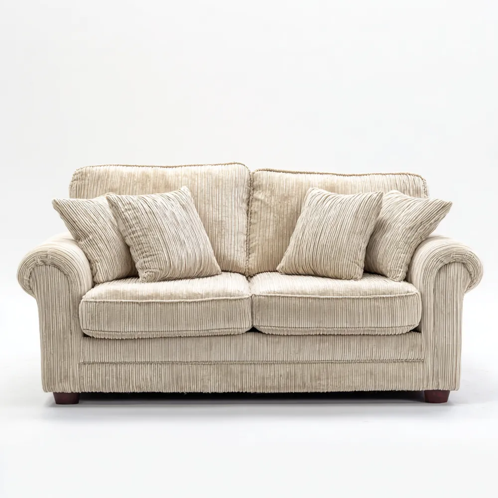 Canapé 2 places Velours côtelé 150x90x85 cm – Beige – Design classique