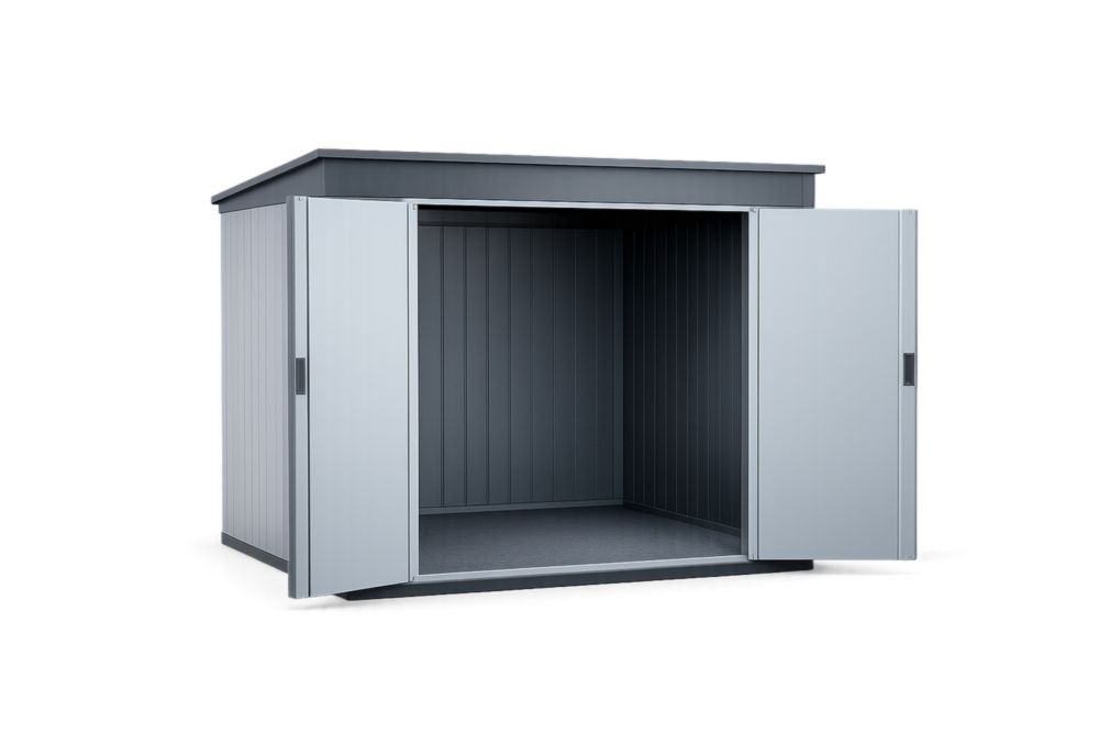 Capanno da Giardino in Acciaio Grigio con Doppie Porte 200x150x150 cm(Lu x L x H)