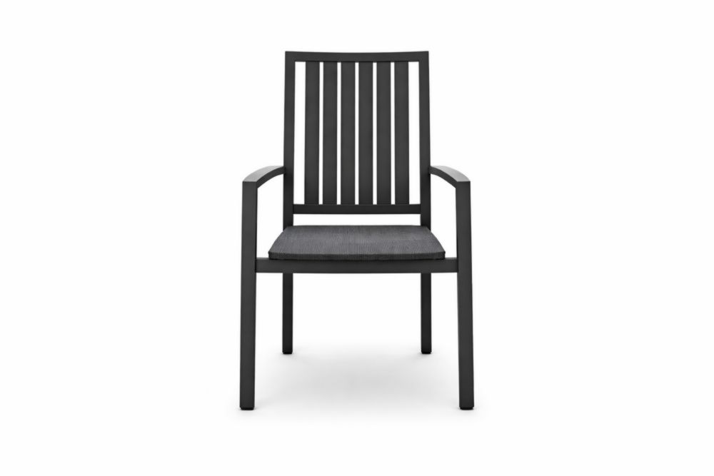 Sedia da Giardino in Alluminio Nera con Cuscino in Poliestere Antracite