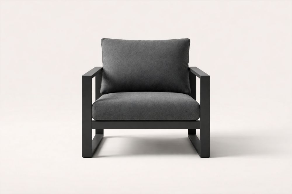 Poltrona in Tessuto Grigio con Struttura in Alluminio Giardino