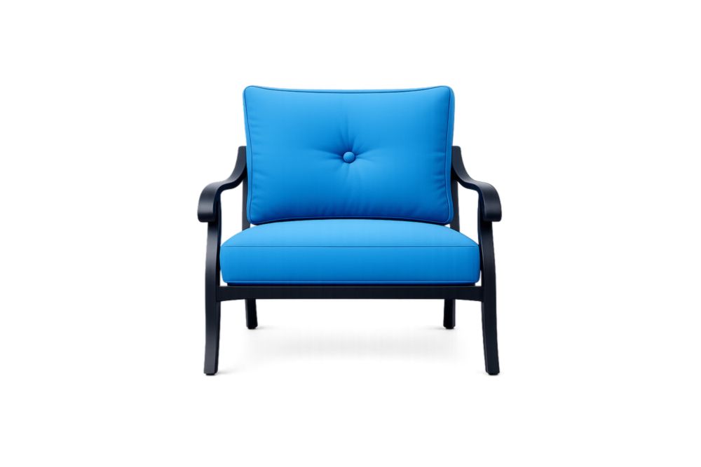 Poltrona da Giardino in Acciaio con Cuscini in Tessuto Poliestere Blu