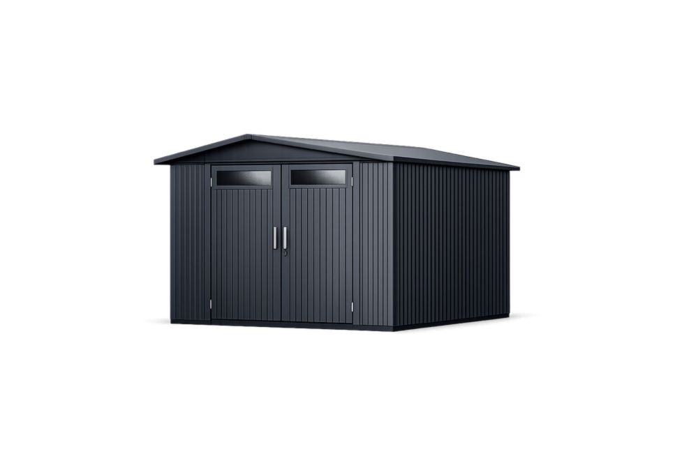 Capanno da Giardino in Acciaio zincato Grigio con Doppia Porta 240x210x190 cm(Lu x L x H)