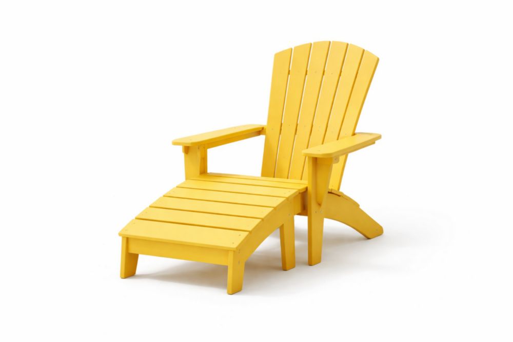 Sedia Adirondack da Giardino con Poggiapiedi in Polipropilene Giallo