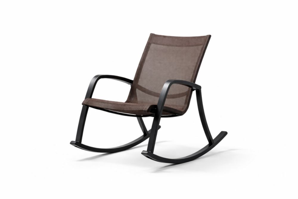Sedia a Dondolo da Giardino in Acciaio e Tessuto Marrone