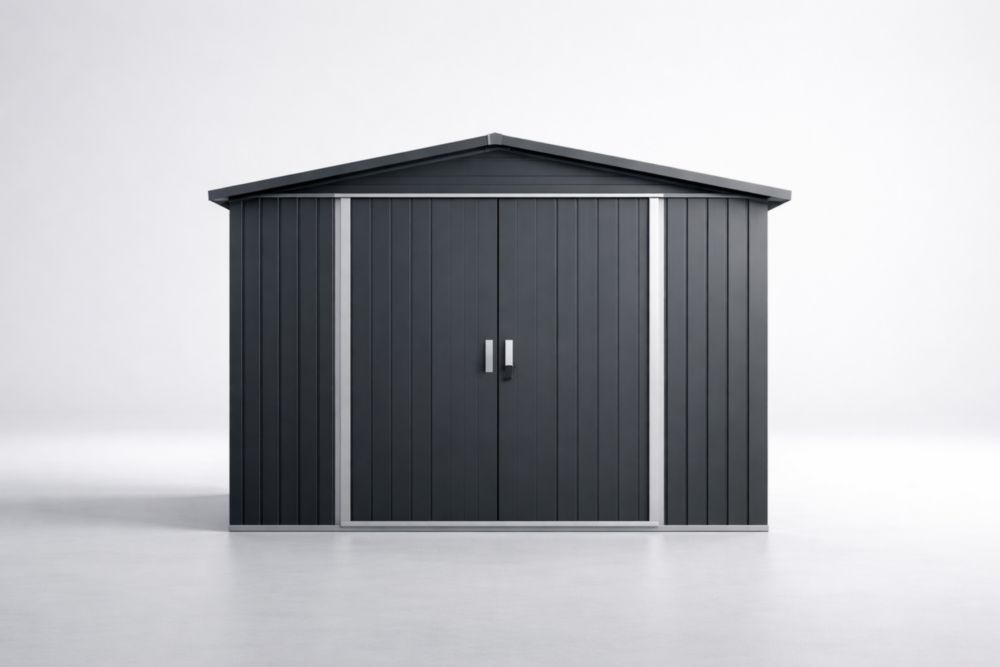 Capanno da Giardino in Acciaio Zincato Grigio Scuro 260x210x190 cm(Lu x L x H)