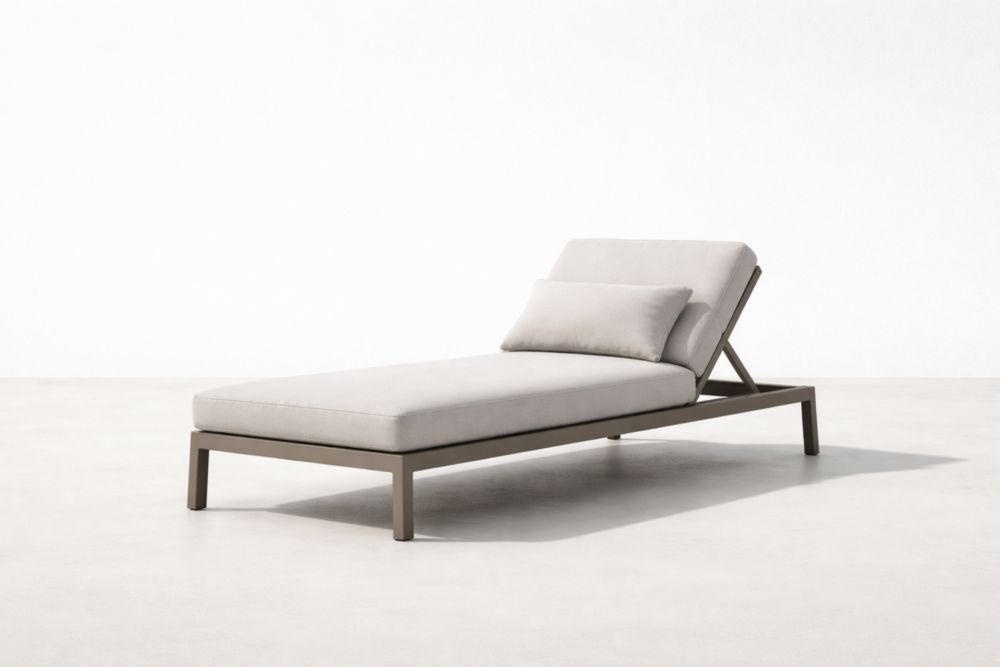 Lettino Prendisole Regolabile in Alluminio con Tessuto Poliestere Grigio