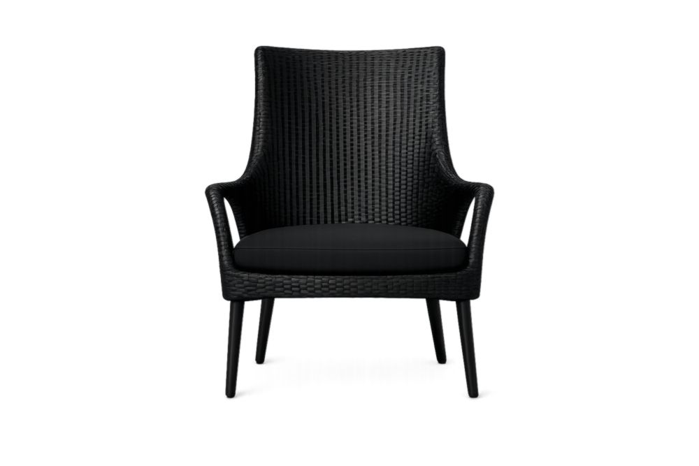 Poltrona da Esterno in Rattan Sintetico Nero con Cuscino Rimovibile