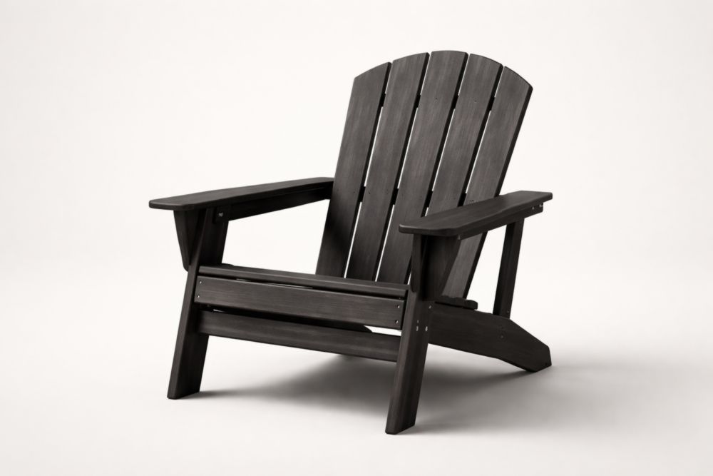 Sedia Adirondack da Giardino in Legno Massiccio Nero Scuro