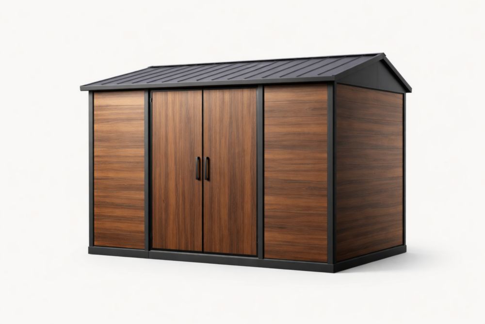 Capanno da Giardino in Acciaio Zincato e Legno Effetto