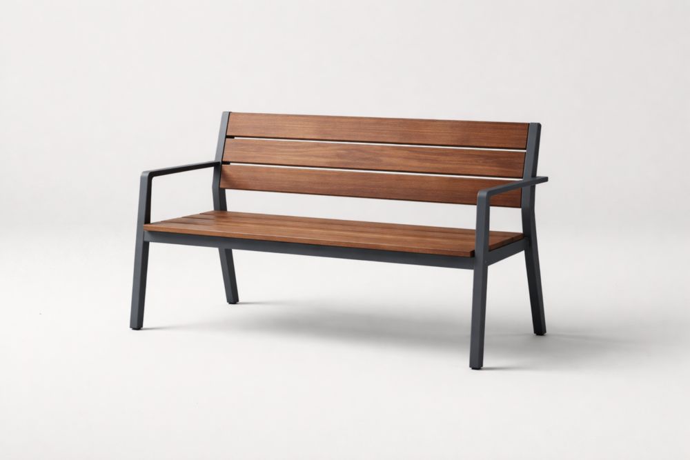 Panchina da Giardino in Legno e Acciaio