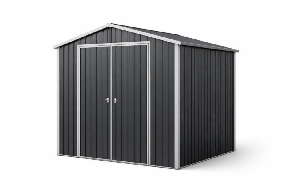 Capanno da Giardino in Acciaio Zincato Grigio Antracite con Doppia Porta 207 x 257 x 178 cm(Lu x L x H)