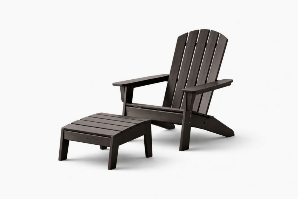 Set Sedia e Poggiapiedi in Legno di Acacia Marrone da Esterno