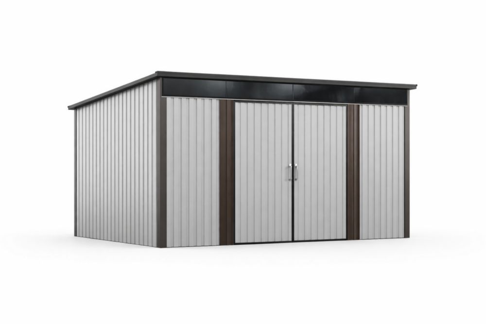 Capanno da Giardino in Metallo Grigio 340x320x210 cm(Lu x L x H)