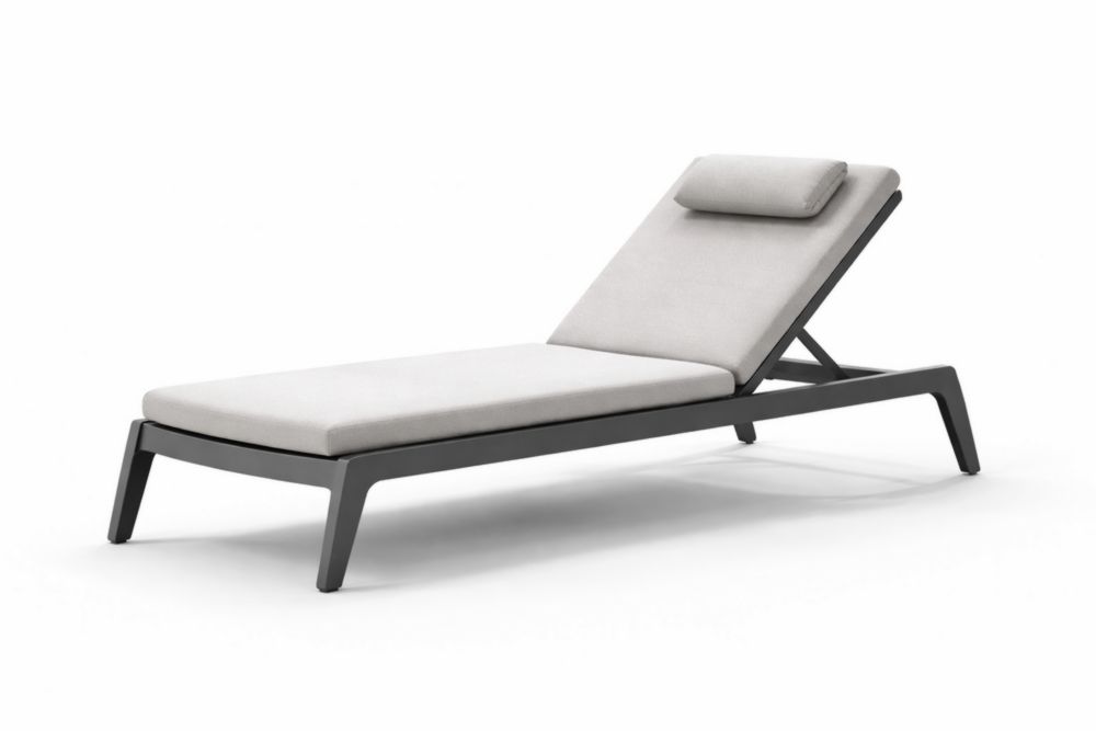 Lettino Prendisole in Alluminio con Cuscino Grigio