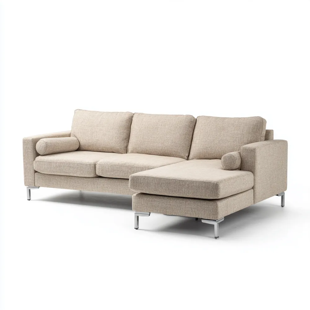 Canapé d'angle tissu Beige 250x150x85 cm - Design moderne