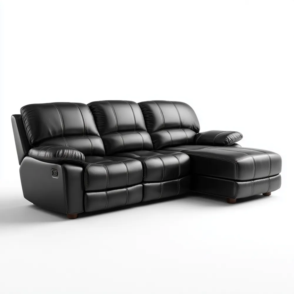 Canapé d'angle en cuir 210x150x90 cm – Noir – Design moderne