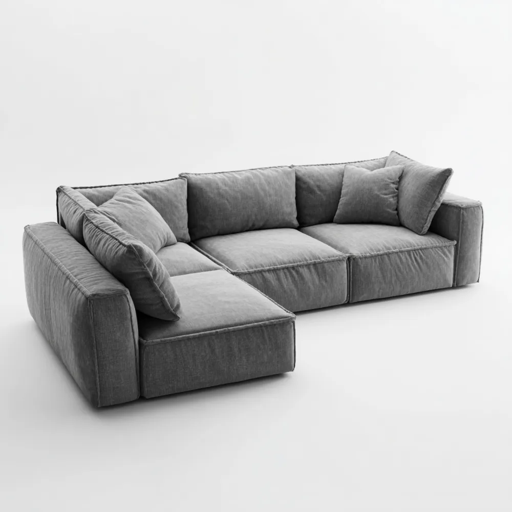 Canapé d'angle Tissu 280x180x70 cm - Gris - Design Contemporain