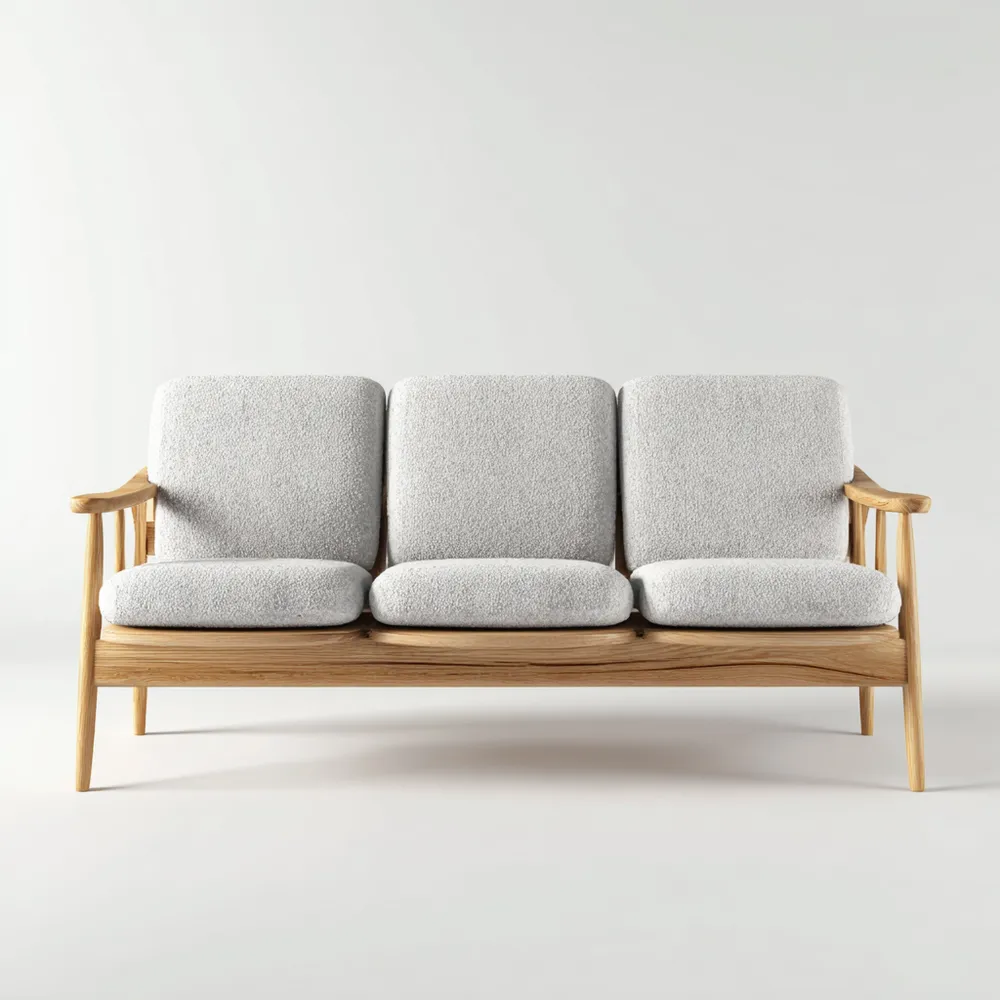 Canapé 3 places tissu doux 180x80x75 cm - Gris clair - Design scandinave