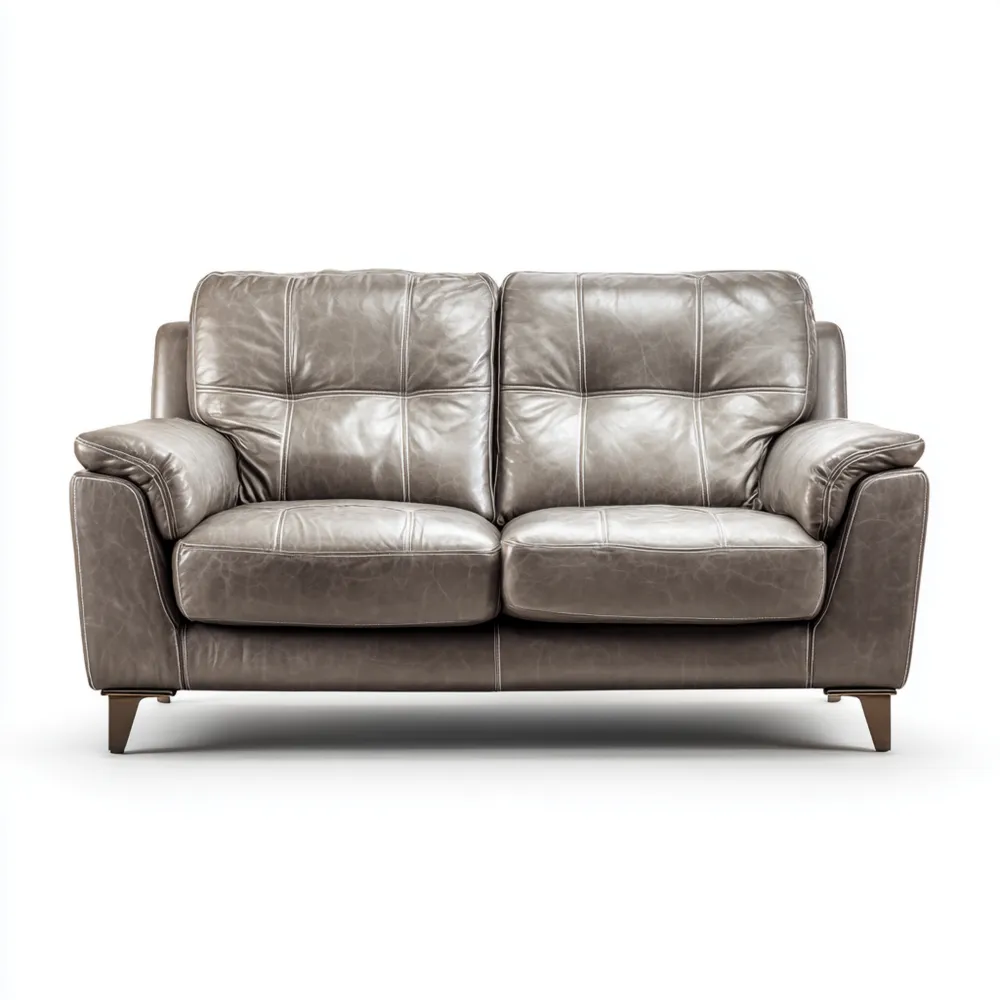 Canapé 2 places Cuir 160x90x80 cm – Gris – Design Classique