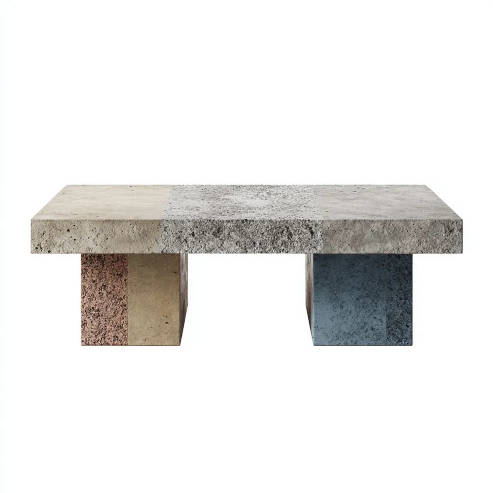 Table basse design pierre multicolore 120x60x40 cm - Contemporain