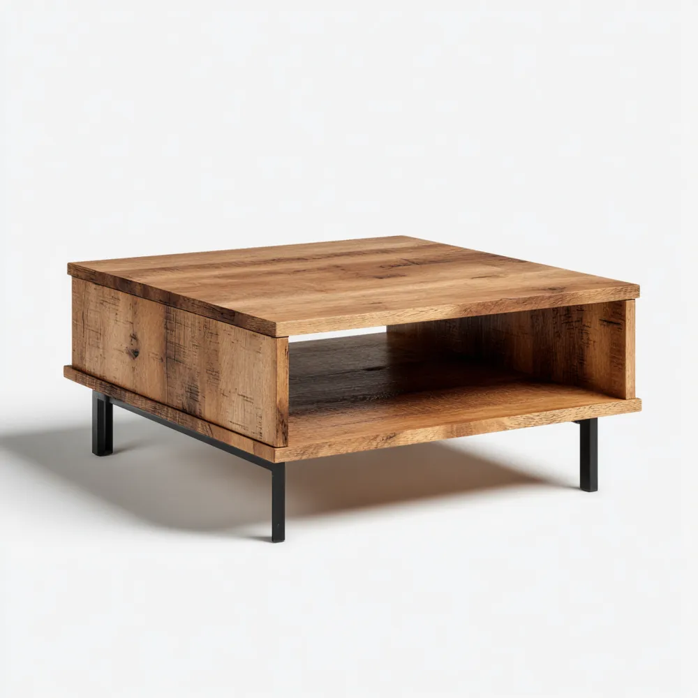 Table basse en bois chêne 80x80x40 cm – Design moderne