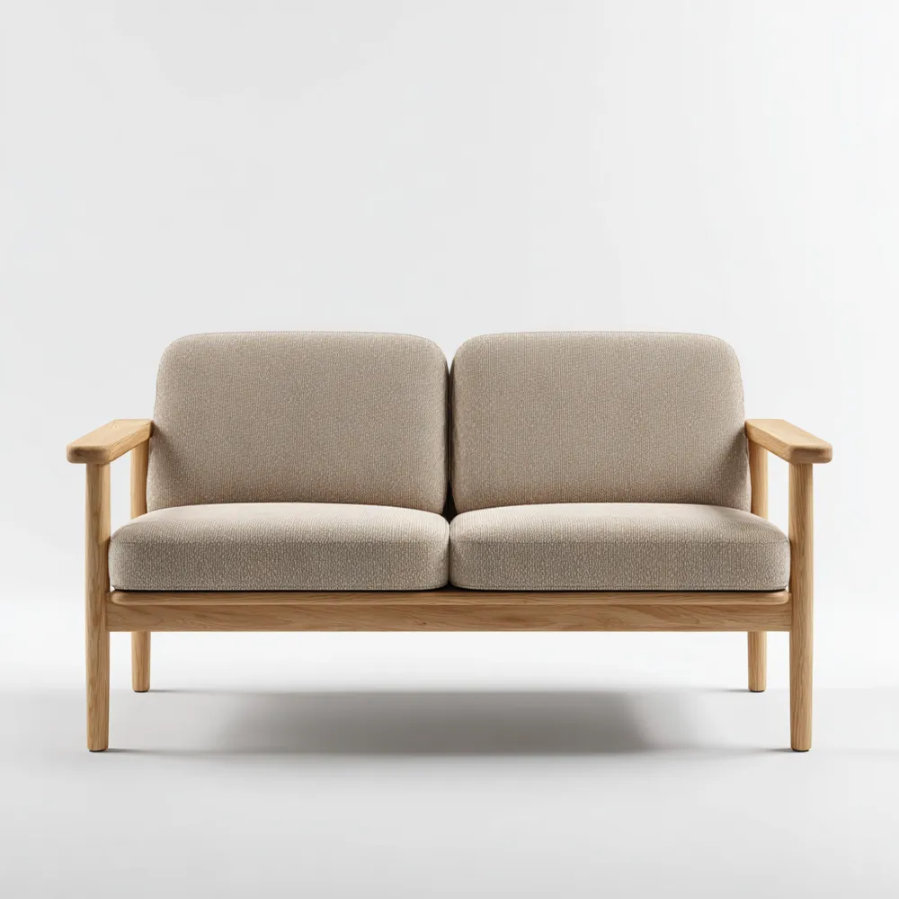 Canapé 2 places 140x70x75 cm - Tissu Beige en bois - Design moderne