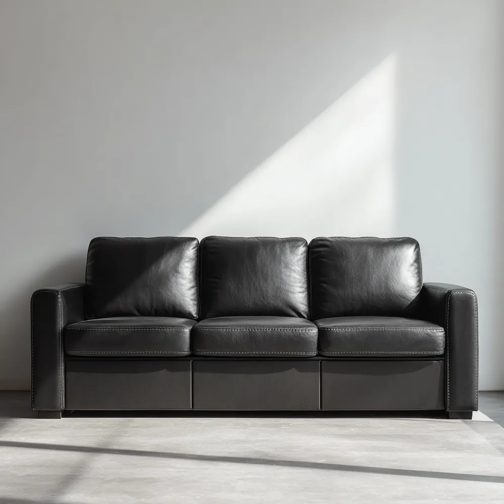 Canapé 3 places Cuir 210x90x85 cm - Noir - Design Moderne