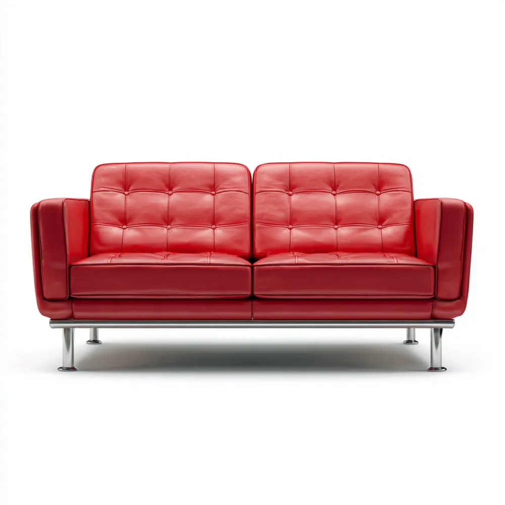 Canapé 2 places cuir 150x80x75 cm - Rouge - Design contemporain